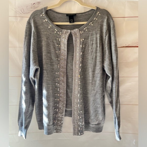 Lane Bryant Grey Cardigan with beads size 18/20 - Picture 1 of 5